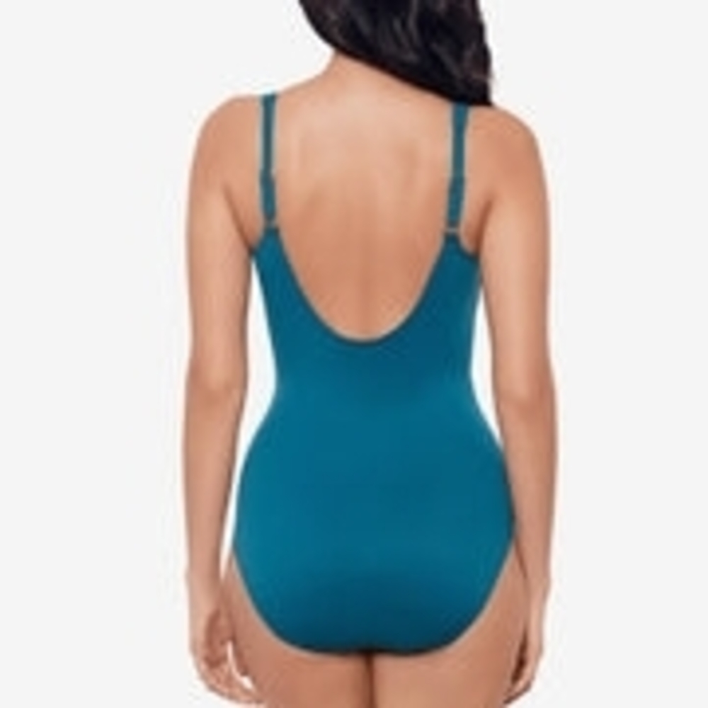 Miraclesuit Blue Wrap One-Piece Swimsuit - Picture 4 of 9